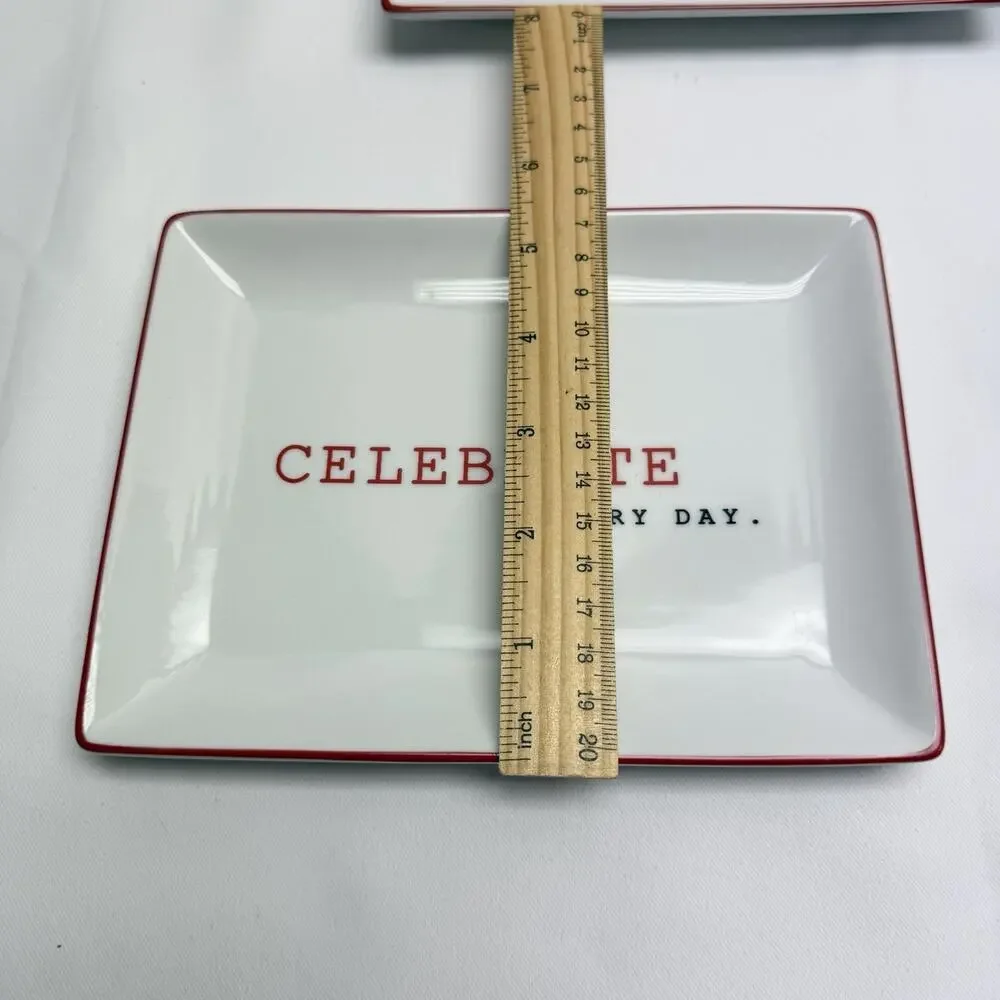 The Cellar Appetizer Plates Set of 4 Inspirational Porcelain Serving Trays NIB